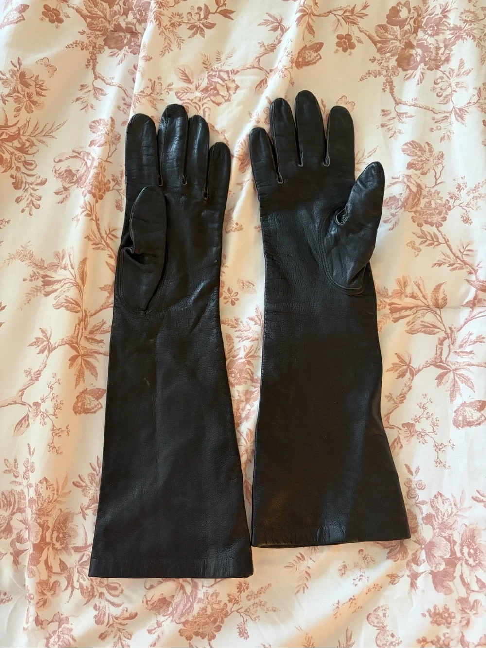 Vintage Gant Black Leather Silk Lined Long Gloves